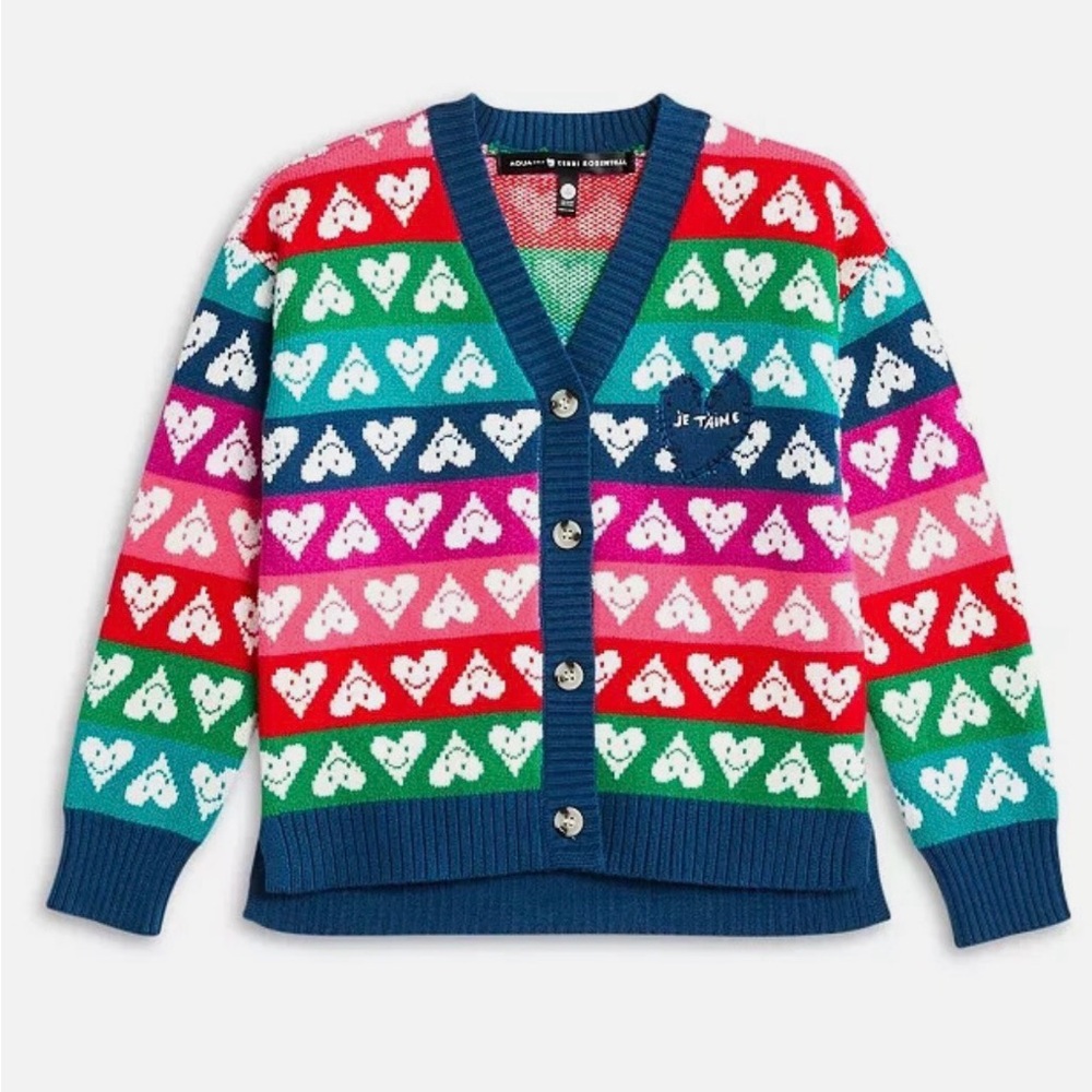 Aqua x Kerri Rosenthal Girls Smile Hearts Cardigan